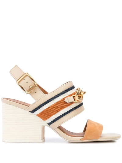 Tory Burch Jessa Horse Hardware Slingback Sandal In Tan Multi / Dulce De Leche