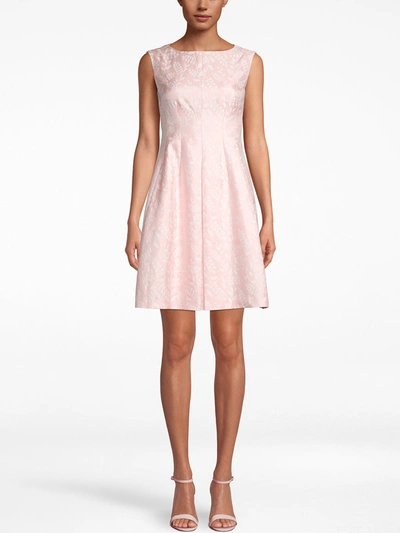 Anne Klein Floral Jacquard Bateau Neck Dress In Cherry Blossom