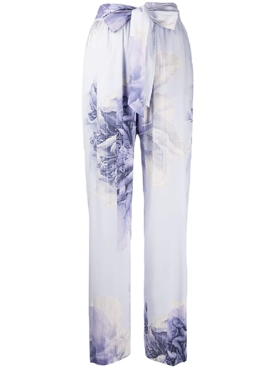 Baum Und Pferdgarten Lilac Floral Print Stretch-silk Trousers In Purple