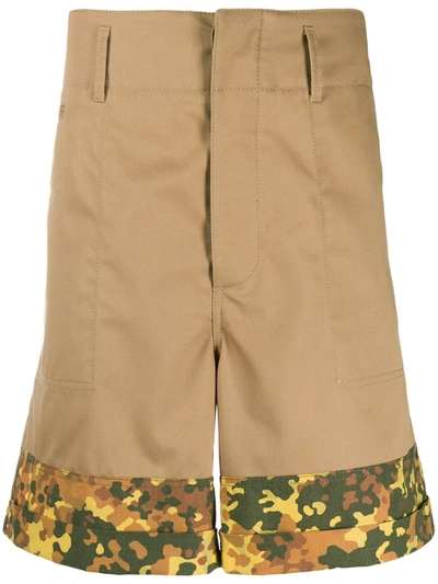 Marni Camouflage Print Blend Cotton Shorts In Y4345