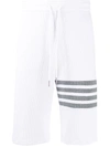 Thom Browne 4-bar Waffle Stitch Track Shorts In White