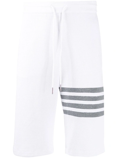 Thom Browne 4-bar Waffle Stitch Track Shorts In White