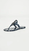 Tory Burch Miller Polka Dot Leather Thong Sandals In Navy Classic Dot