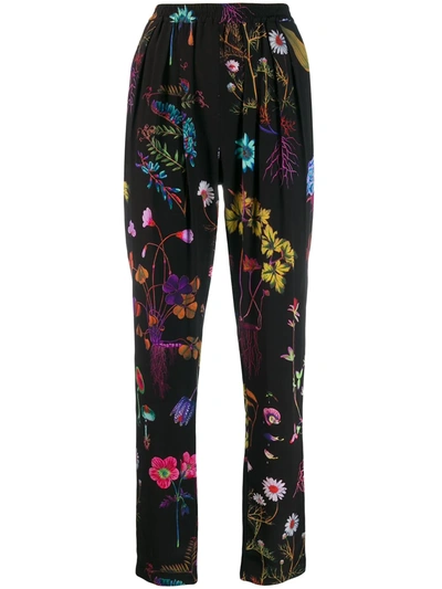 Stella Mccartney Floral Print Tapered Trousers In Black