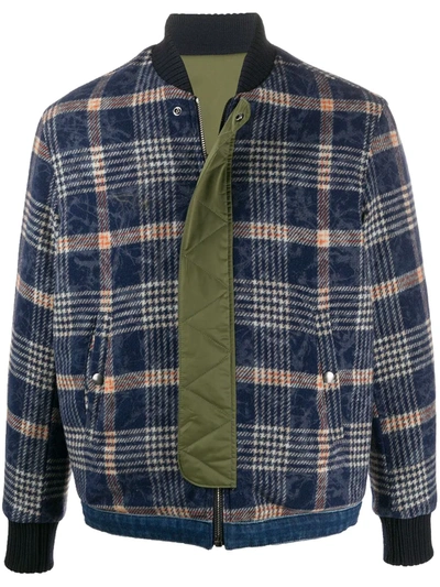 Dondup Plaid Bomber Jacket In Blue