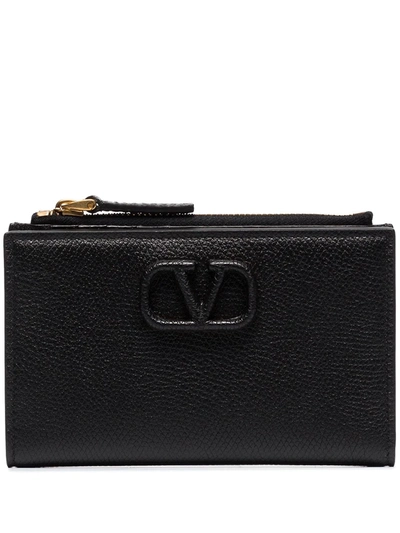 Valentino Garavani Black Vlogo Leather Card Holder