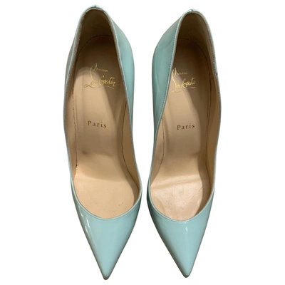 Pre-owned Christian Louboutin So Kate Patent Leather Heels In Turquoise