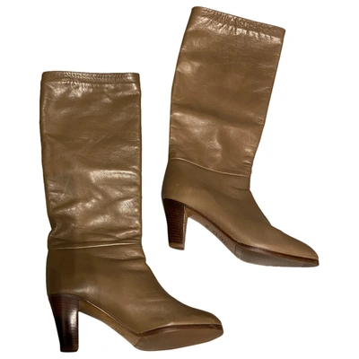 Pre-owned Barneys New York Leather Boots In Beige