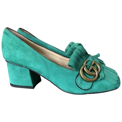 Pre-owned Gucci Green Suede Heels