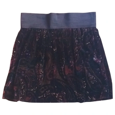 Pre-owned Sandro Velvet Mini Skirt In Burgundy