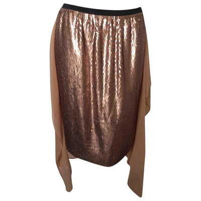 Pre-owned Dkny Mid-length Skirt In Camel