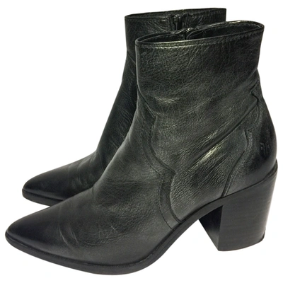 Pre-owned Frye Leather Ankle Boots In Black
