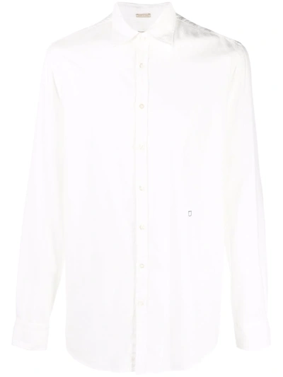 Massimo Alba Band Collar Cotton Long-sleeve Shirt In White