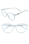 Quay All Nighter 50mm Blue Light Filtering Glasses In Light Blue/ Blue Light