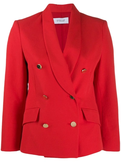 Derek Lam 10 Crosby Myra Double Breasted Cropped Crosby Cotton Twill Blazer In Cherry