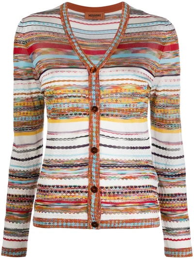 Missoni Abstract Stripe Cardigan In Orange