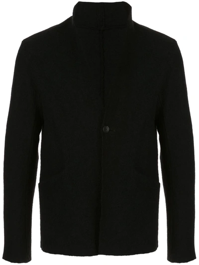 The Viridi-anne Textured Stand-up Collar Jacket In Black