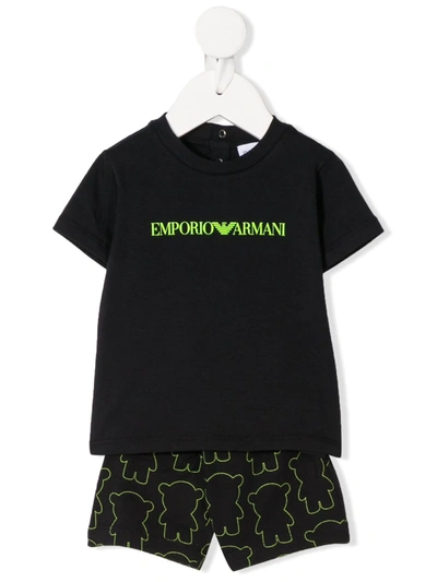 Emporio Armani Babies' Logo Print Shorts Set In Blue