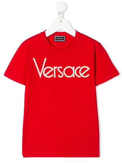 Young Versace Kids' Logo T-shirt In Red