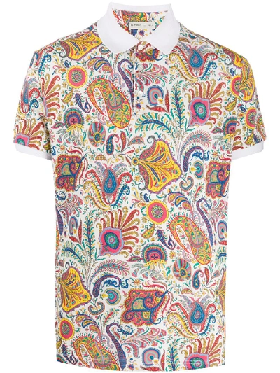 Etro Short-sleeved Paisley-print Polo Shirt In Multi