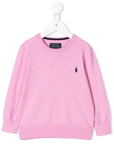 Ralph Lauren Kids' Logo Embroidered Jumper In Pink
