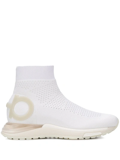 Ferragamo Gancini-plaque High-top Sock Trainers In White