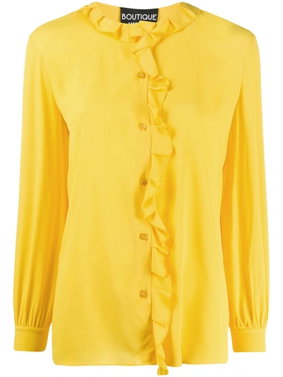 Moschino Long-sleeved Ruffled Blouse In Yellow