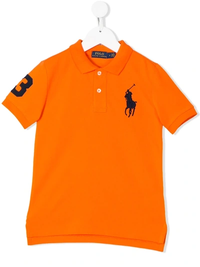 Ralph Lauren Kids' Poloshirt Mit Logo-stickerei In Orange