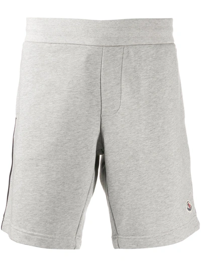 Moncler Side Stripe Track Shorts In Heather Grey