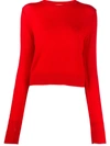 Jil Sander Crew-neck Long Sleeved Knitted Top In Red