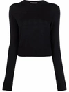 Jil Sander Long-sleeved Fine-knit Top In 黑色