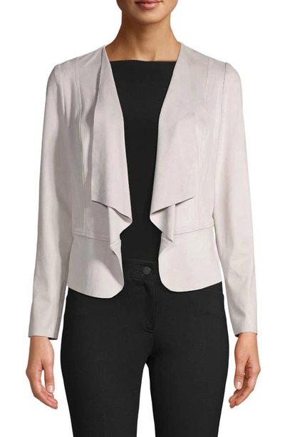 Anne Klein Plus Size Drape-front Peplum Jacket In Stone