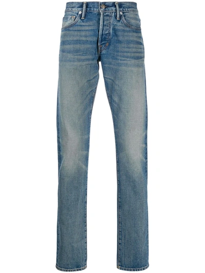Tom Ford Faded-effect Straight-leg Jeans In Blue
