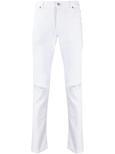 Balmain Mid-rise Ripped Jeans In White