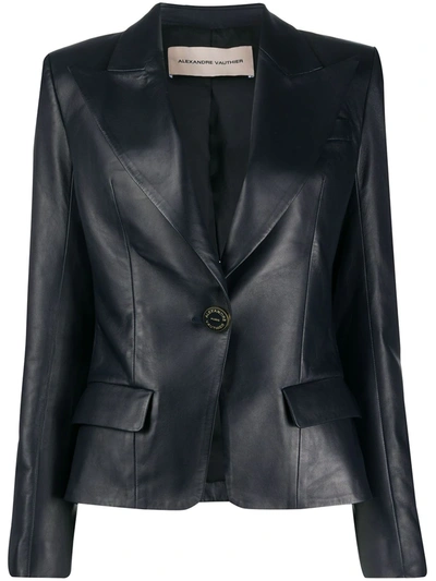 Alexandre Vauthier Fitted Leather Blazer In Blue