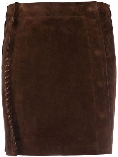 Acne Studios Suede Wrap Skirt Chocolate Brown
