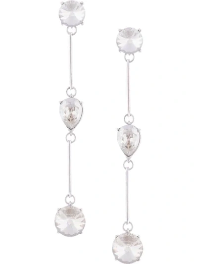 Oscar De La Renta Crystal-embellished Drop Earrings In Silver