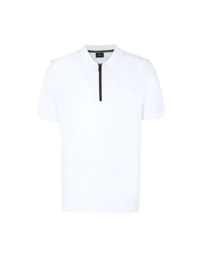 Ps By Paul Smith Half Zip Polo With Sports Stripe Trim In White