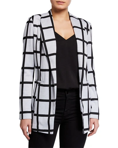 Bagatelle Shawl Collar Jacket In White/black Windowpane
