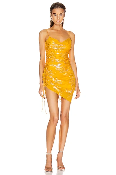 Cinq À Sept Astrid Shimmer Jacquard Mini Dress In Citrine Gold