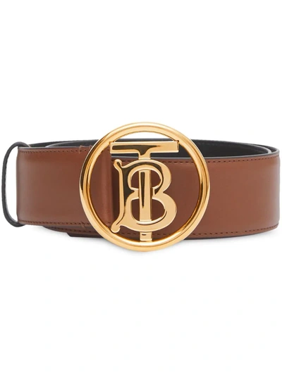 Burberry Tb Monogram Leather Belt In Neutrals