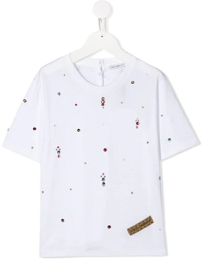Dolce & Gabbana Kids Crystal-embellished T-shirt In White