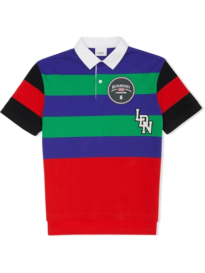 Burberry Kids Stripe Logo Polo Shirt (10-12 Years) In Multi