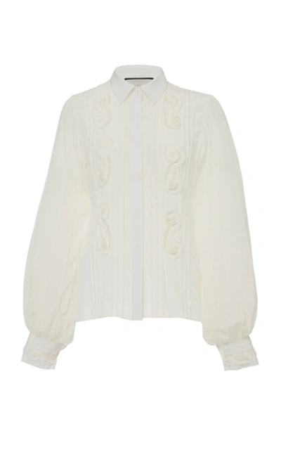 Alexis Lorne Embroidered Top In White Pattern