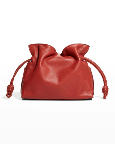 Loewe Flamenco Mini Napa Drawstring Clutch Bag In Burnt Red