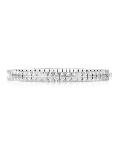 Roberto Coin Rock And Diamonds 18k White Gold Bangle Bracelet, 46x56mm