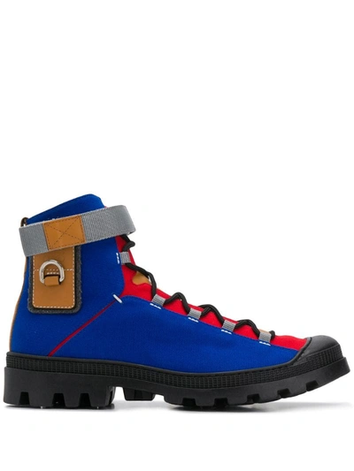Loewe Colour-blocked Lace-up Ankle Boots In Multi-colour