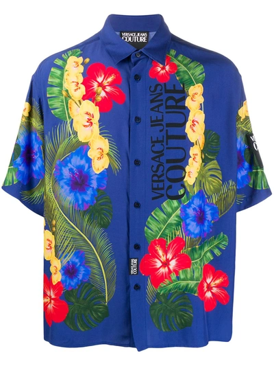 Versace Jeans Couture Floral Print Shirt In Blue