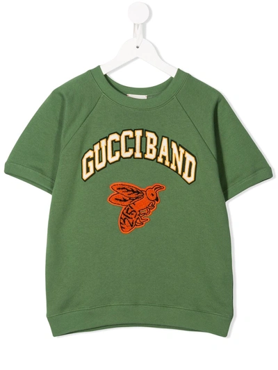 Gucci Kids' Bee Motif T-shirt In Green
