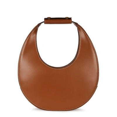 Staud Moon Brown Leather Top Handle Bag In Tan